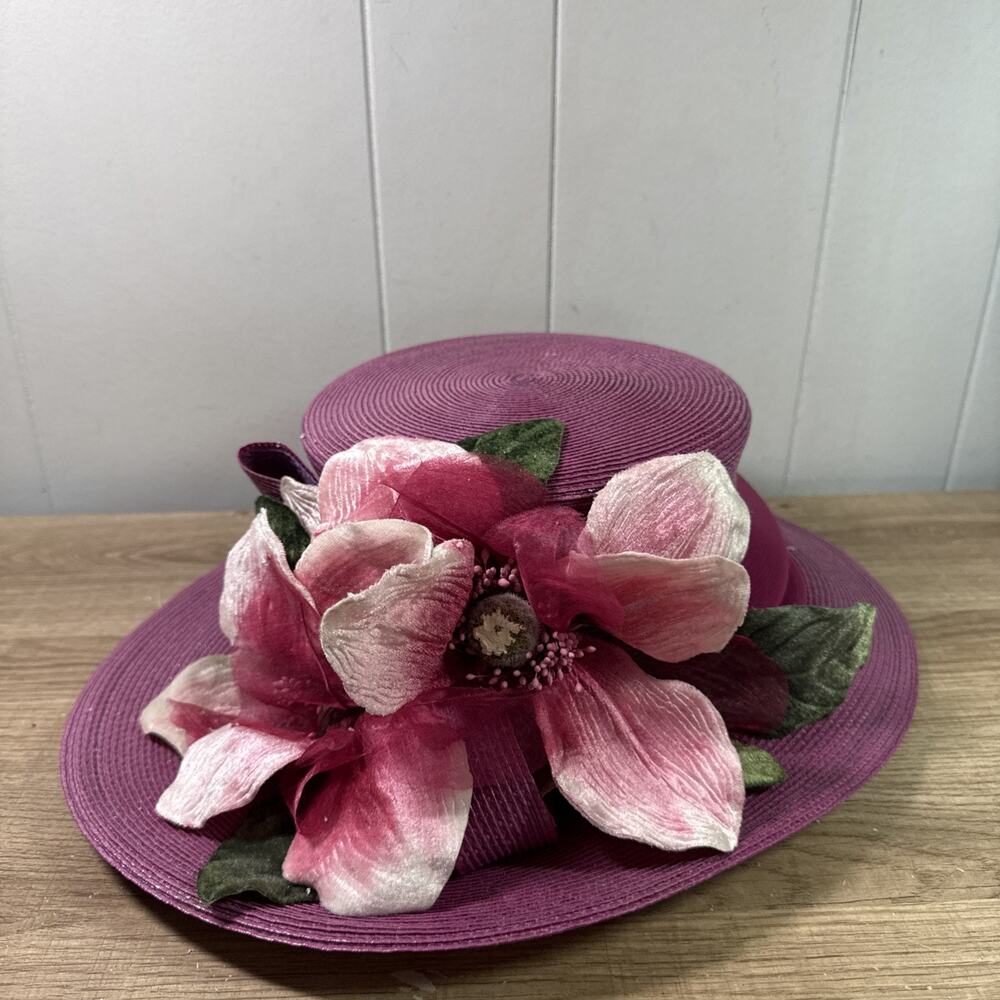Shellie McDowell NY Purple Flower Vintage Derby Church Hat